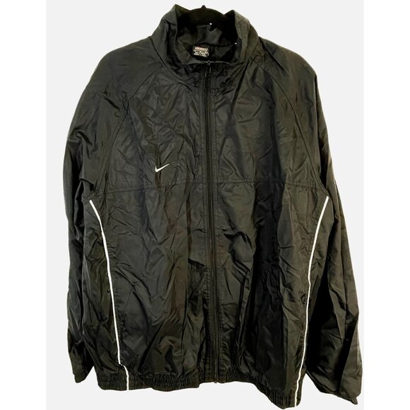 nike team windbreaker jacket black zip up pockets elastic arms waist collar READ - Picture 1 of 9